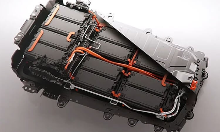 Cross section of EV battery pack.  