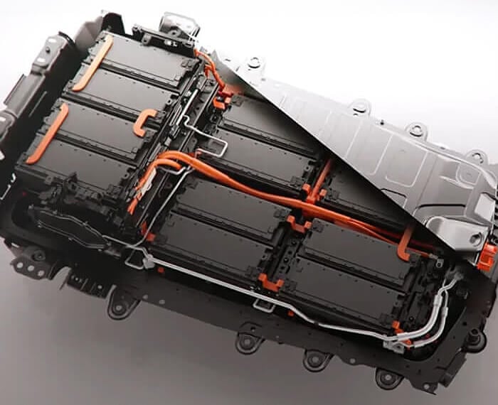 Cross section of EV battery pack.
