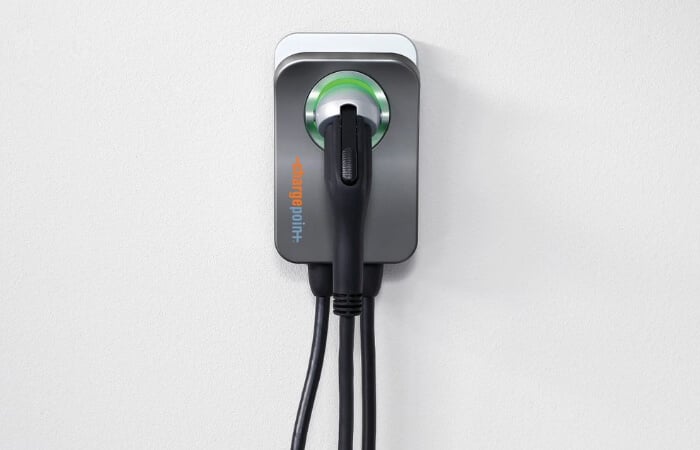 ChargePoint vehicle charging cord and wall mount. 