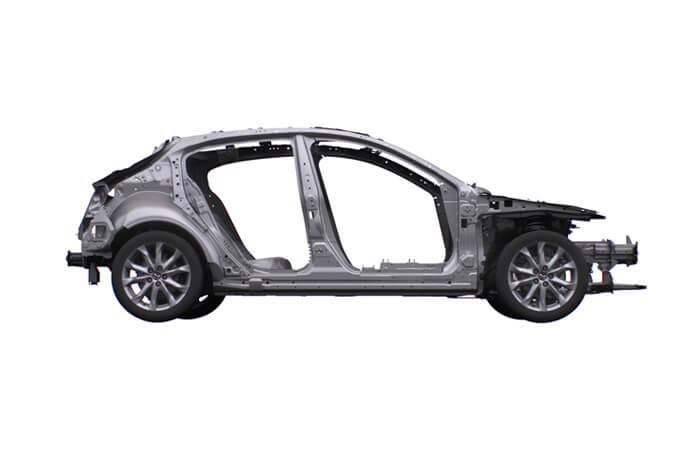 Side profile view of Mazda body frame