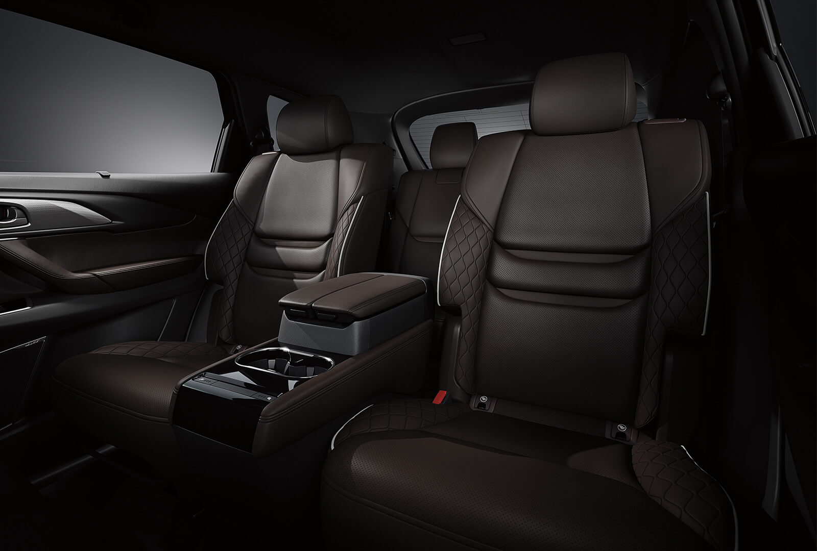 CX-9 Signature trim interior, Deep Chestnut Nappa Leather second row seats.