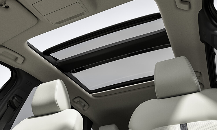  Looking up at the roof from inside the CX-90 showing the spanning Panoramic Moonroof.