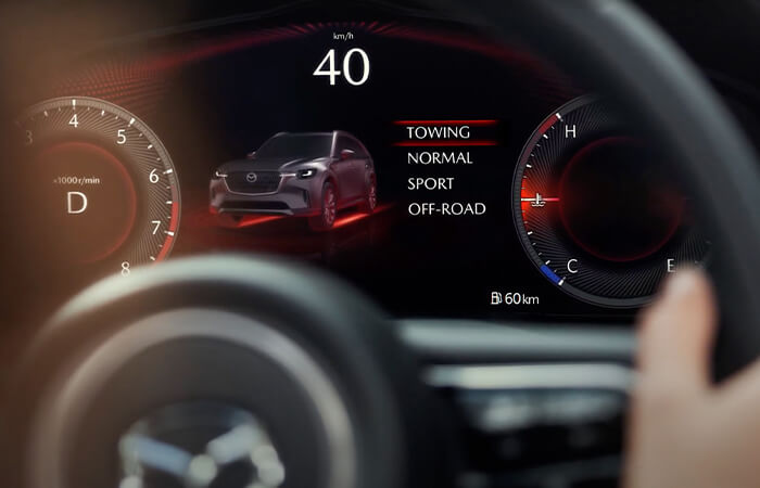 View of the driver side dashboard with the speedometer in view.