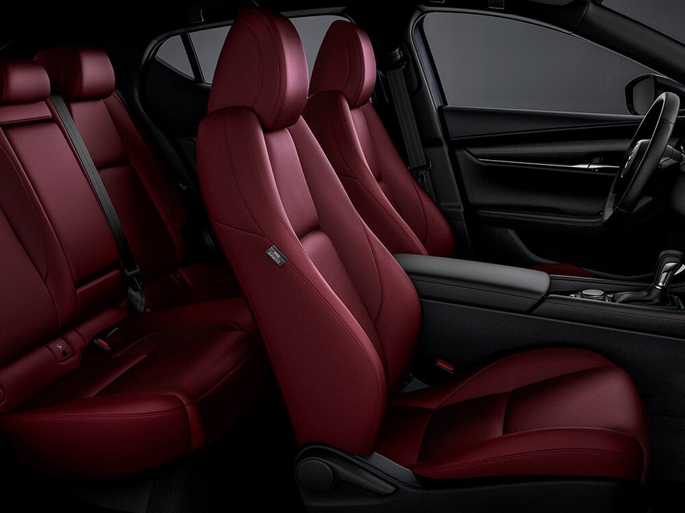 Front and rear Garnet Red Leather interior seating. 