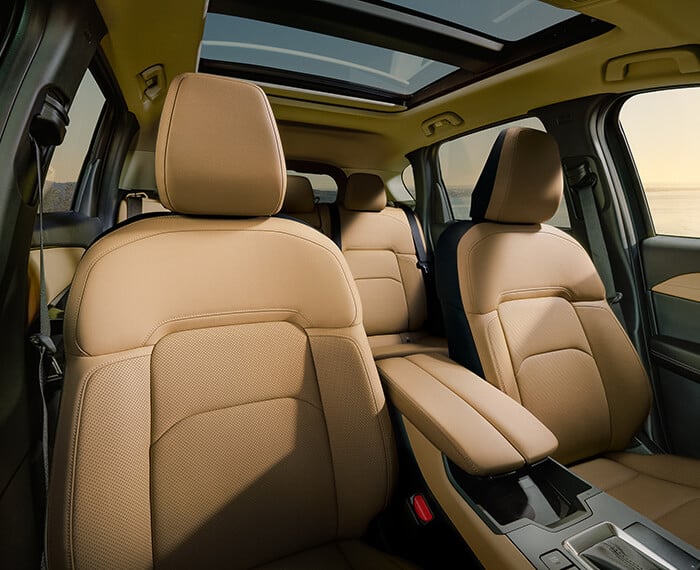 Full interior view of the Mazda CX-5 from the dashboard looking back.