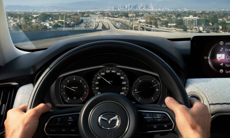 Interior point-of-view driving the CX-90.